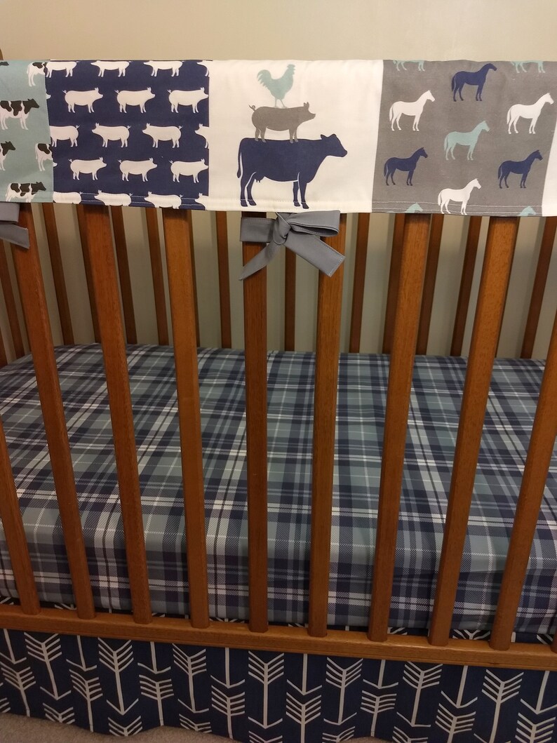 Farm Life Navy Dust Blue Baby Boy Beddingcow Tractor Barn Etsy