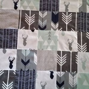 Navy Mint Gray Patchwork Woodland Baby Quilt- deer buck arrow- Custom Baby Boy Bedding Boy Patchwork Baby toddler Quilt