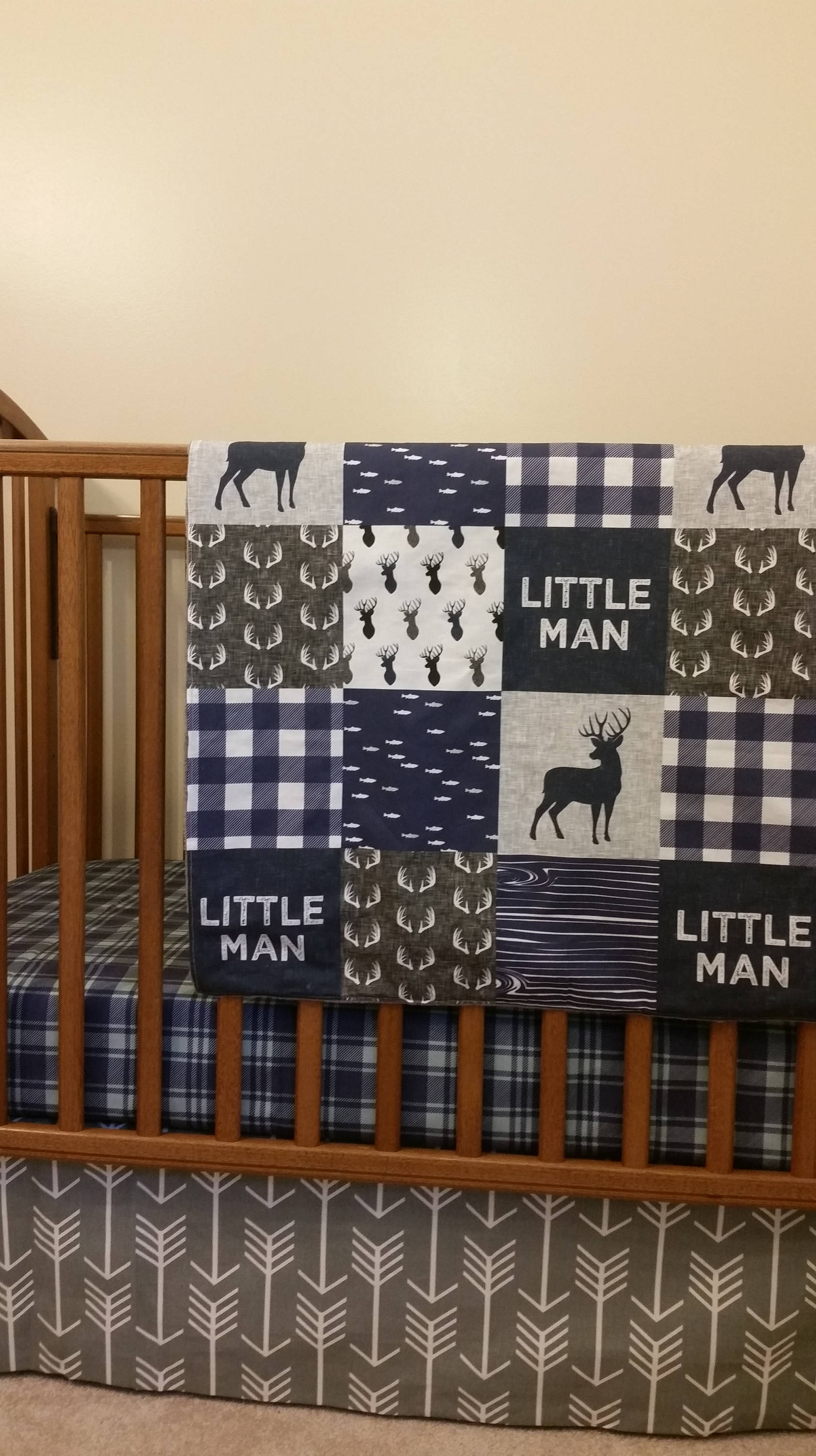 3 Piece Set-sheet Skirt Minky Blanket-boy Nursery Set-deer | Etsy