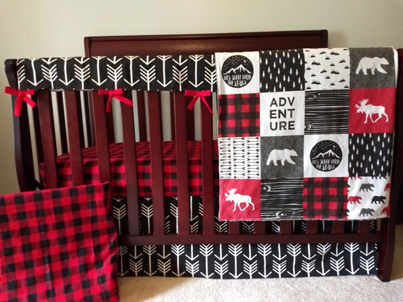 red and black buffalo plaid crib sheet