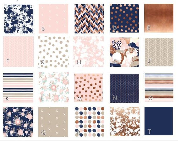 Sonia Rose Gold Pink Navy Floral Baby Girl Bedding Bedding Etsy