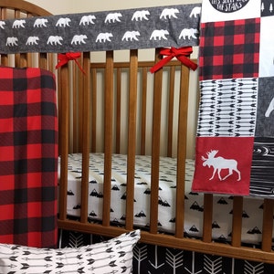 Fitted Crib Sheet Black and White Mountain Custom Baby Boy Bedding Baby ...