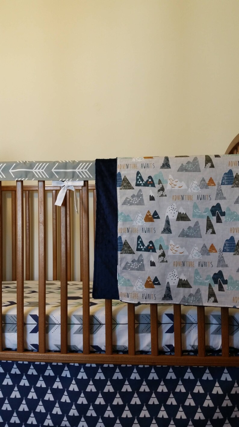 Navy Mint Gray Custom Baby Boy Bedding Deer Woodland Rustic Etsy
