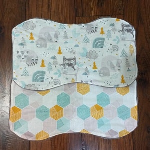 Sleepy Head - Sweet Dreams -Burp Cloths Burp Cloth Baby Boy -Baby Burp Rags- Woodland Geometric -Mint Aqua Gray Gold