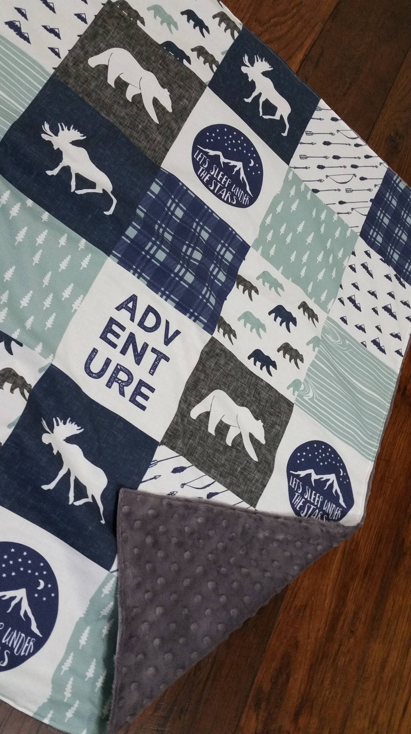 Baby Boy Minky Blanket Woodland Moose Bear Buffalo Plaid Etsy