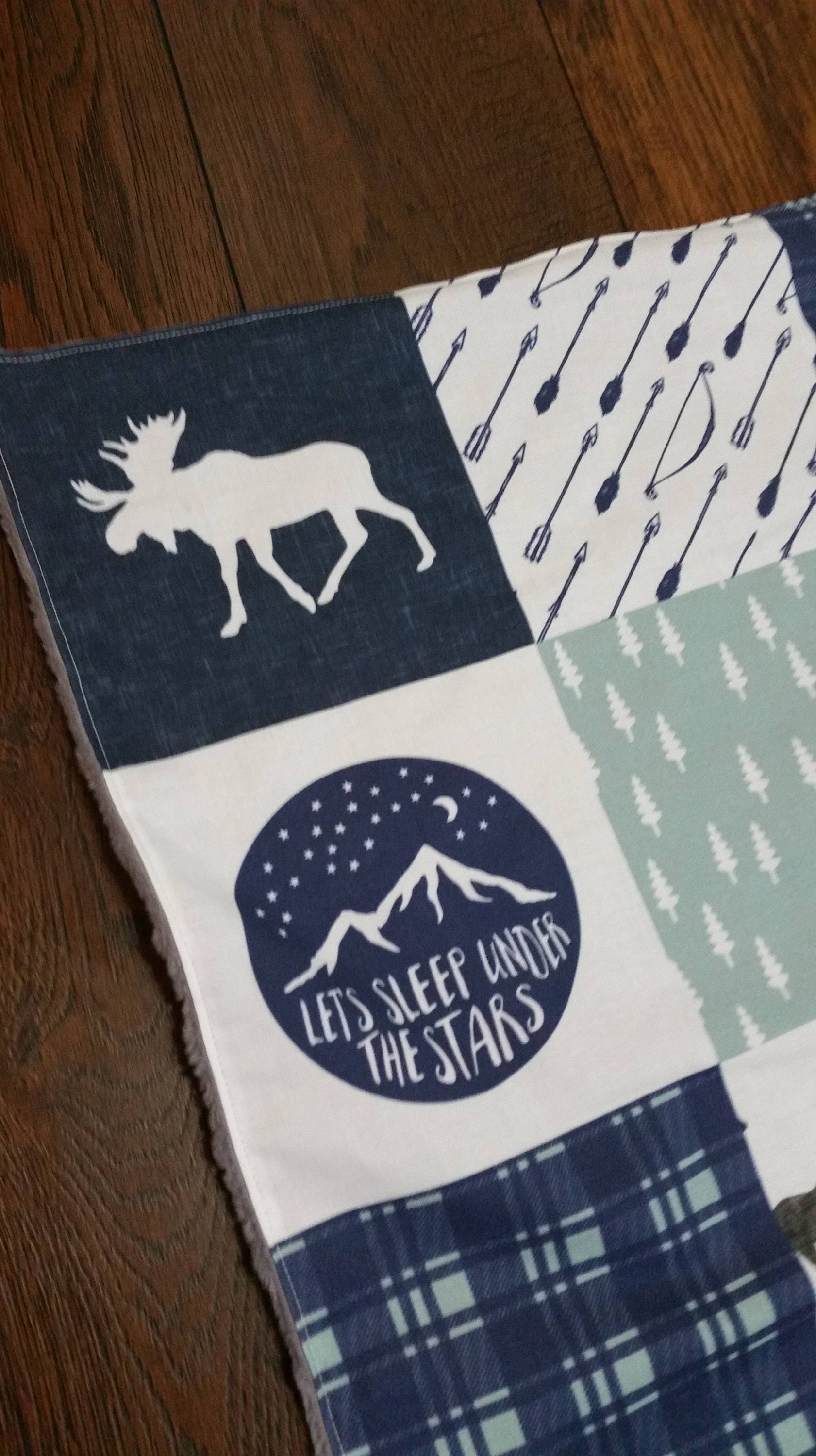 Baby Boy Minky Blanket Woodland Moose Bear Buffalo Plaid Etsy