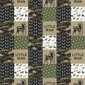 Baby Boy Minky Blanket So Dearly Loved Camo Buck Little Man Antler Hunter Green Brown baby boy whole cloth minky blanket minkee blanket image 5