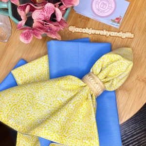 Spring, Floral, Easter, Mother’s Day, Cotton Print, Napkins, Dinner Napkins, Yellow, Blue, Floral, Reusable, Cloth Napkins