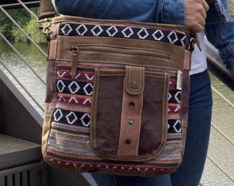 women's bag, handbag made of canvas & leather Sustainable products, shoulder bag, canvas crossbody, shoulder bag, large vintage