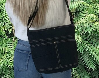 Damen Vegan Umhängetasche Die nachhaltige Crossbody Hobo Tasche ist aus 100% Baumwolle/Canvas Große Stofftasche als Geschenkidee für Frauen