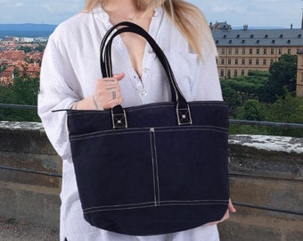 Sac à main végétalien pour dames. Le sac à bandoulière durable est composé à 100 % de coton/toile. De superbes acheteurs comme idée cadeau pour les femmes