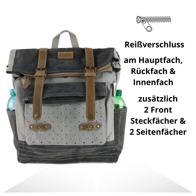 Sunsa Rucksack, Canvas Damen Tasche, Backpack, Outdoor Tagesrucksack, Rolltop Daypack, Damenrucksack, Uni Rucksäcke, Geschenk für sie Bild 8