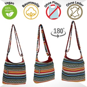 Ladies shoulder bag. Woven cotton hobo bag with adjustable handles. Crossbody shoulder bag with stripes, vegan bag image 5