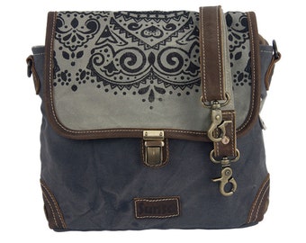 Damen Tasche Umhängetasche, Handtasche aus Canvas & Leder. Nachhaltige Produkte, Groß Vintage, Schultertasche, Segeltuch Crossbody