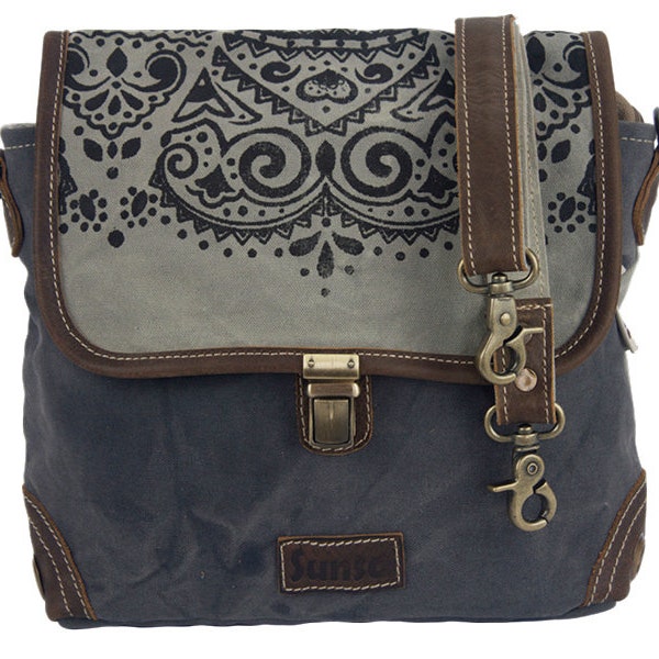 Damen Tasche Umhängetasche, Handtasche aus Canvas & Leder. Nachhaltige Produkte, Groß Vintage, Schultertasche, Segeltuch Crossbody