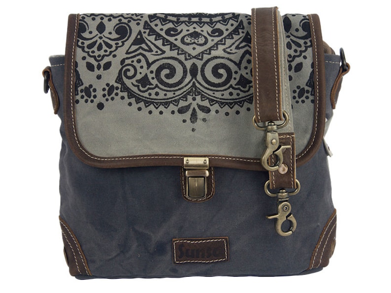 Damen Tasche Umhängetasche, Handtasche aus Canvas & Leder. Nachhaltige Produkte, Groß Vintage, Schultertasche, Segeltuch Crossbody Bild 1