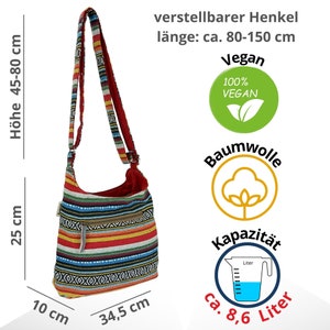 Ladies shoulder bag. Woven cotton hobo bag with adjustable handles. Crossbody shoulder bag with stripes, vegan bag image 3