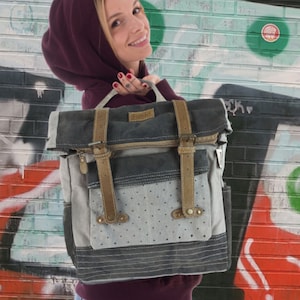 Sunsa Rucksack, Canvas Damen Tasche, Backpack, Outdoor Tagesrucksack, Rolltop Daypack, Damenrucksack, Uni Rucksäcke, Geschenk für sie Bild 4