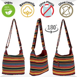 Bolso bandolera de mujer. Bolso hobo tejido en algodón con asas ajustables. Bandolera bandolera con rayas, bolso vegano imagen 7