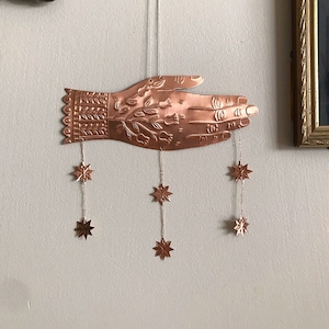 DELICATE Hand and stars handmade copper / brass decoration | wall hanging