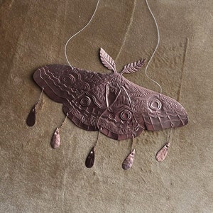 DELICATE Moth brass / copper decoration | Handmade wall hanging