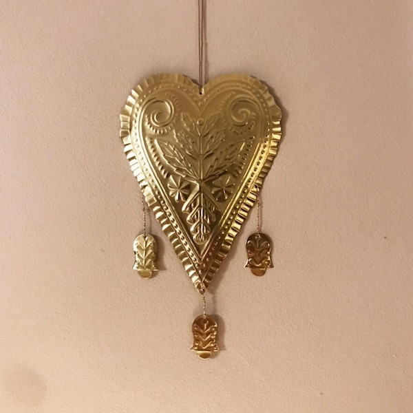 DELICATE Heart handmade copper / brass Christmas decoration