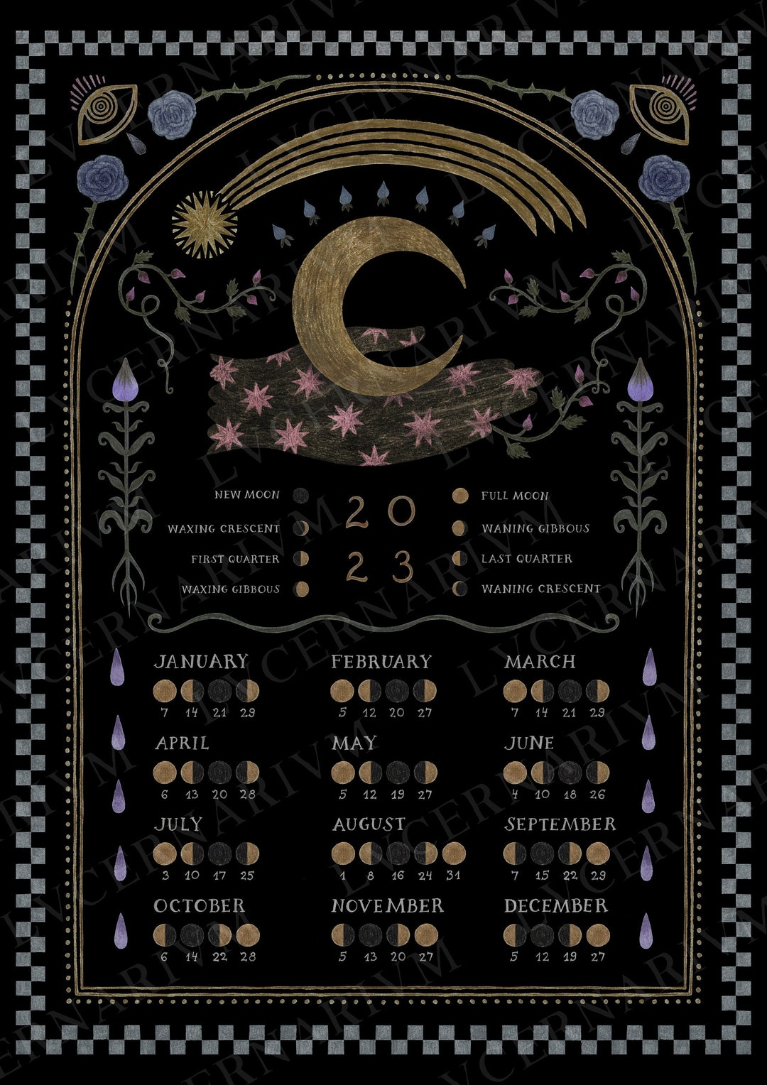 2023 Moon Calendar II Northern / Southern Hemisphere - Etsy