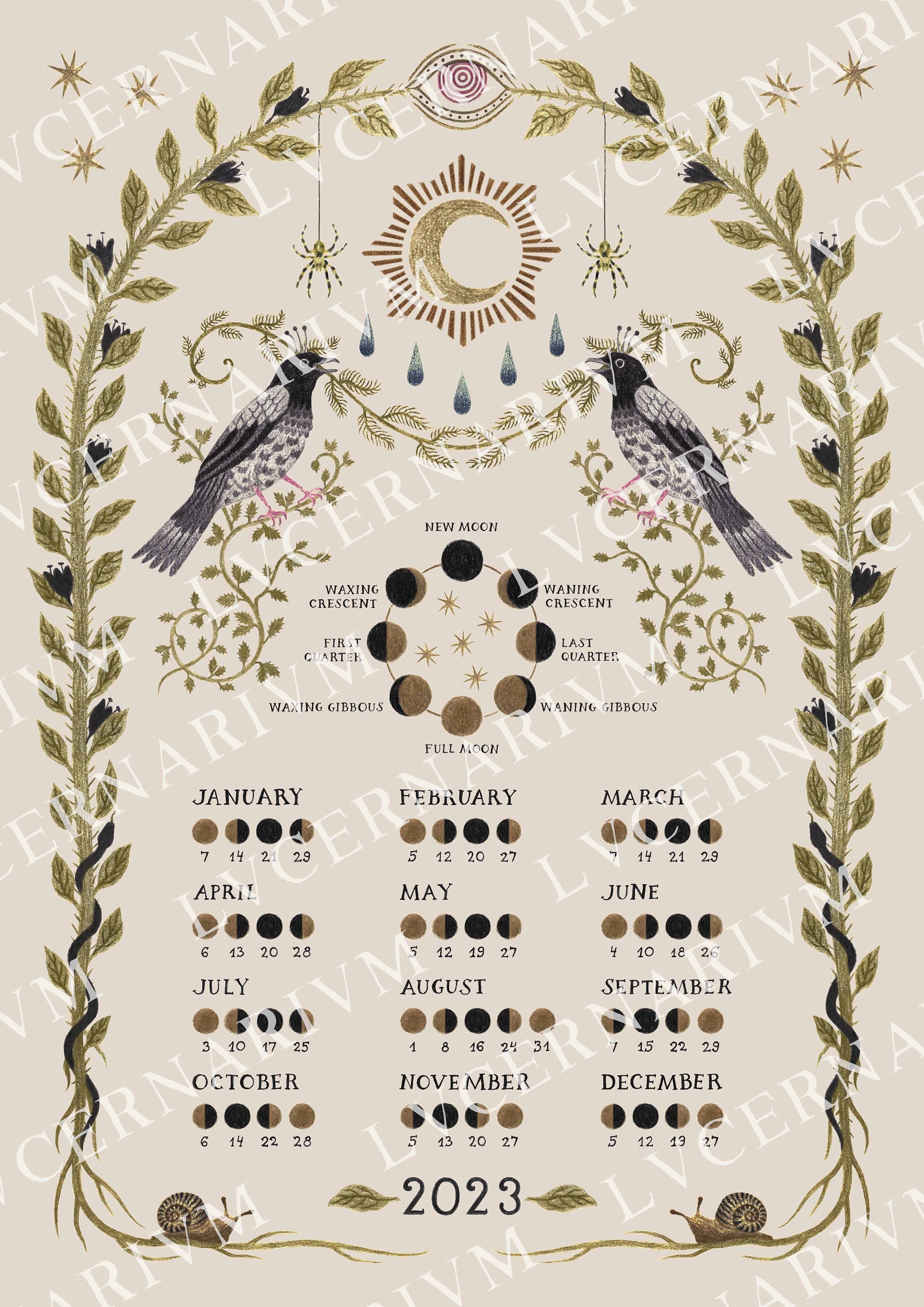 2023 Moon Calendar Northern / Southern Hemisphere - Etsy