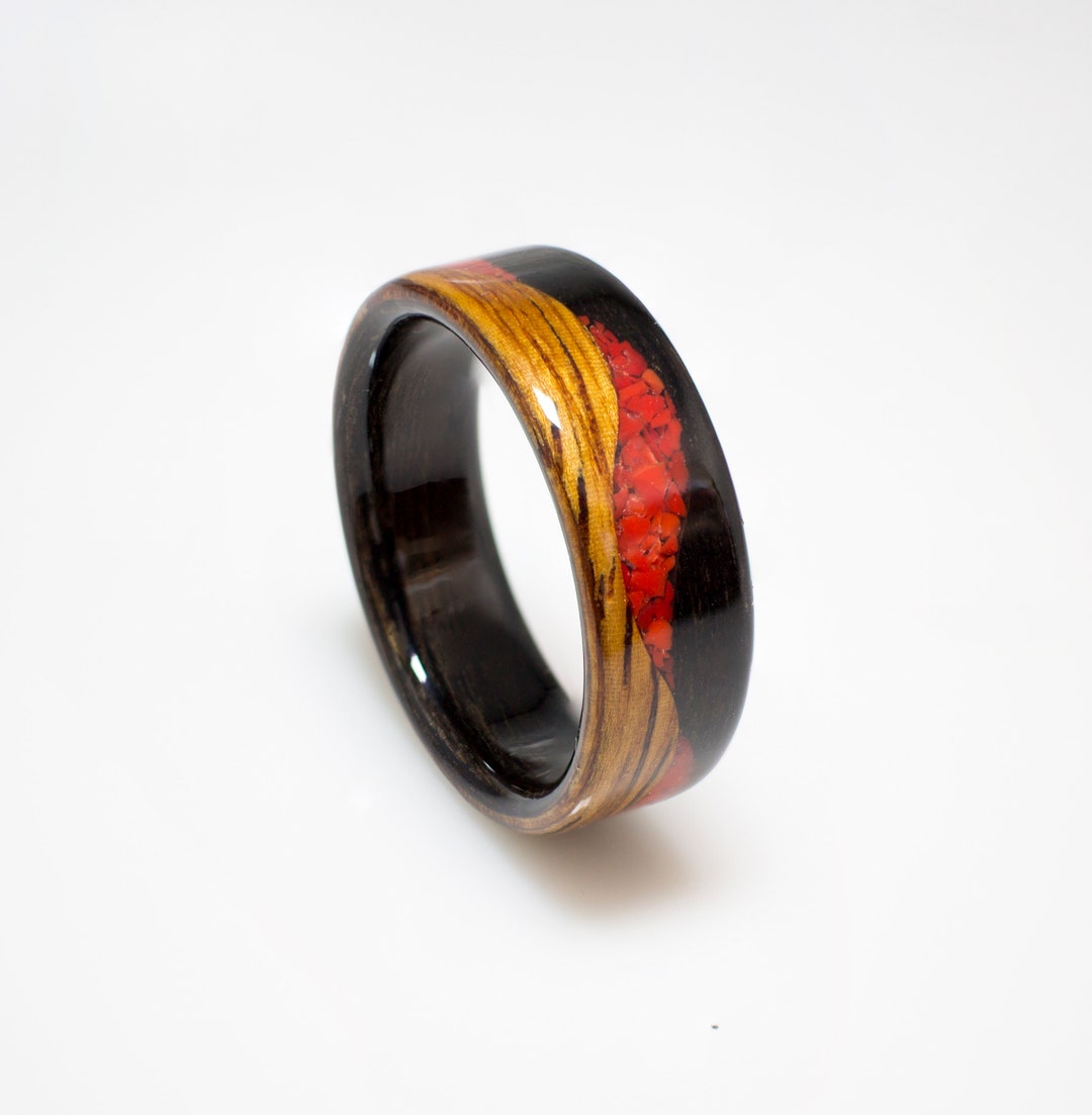 Wooden Ring Handcrafted in Two Kind of Wood Indian Rosewood - Etsy