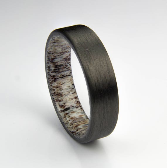 Carbon Fiber Ring Elk Antler Liner Wedding Band Jewelry Etsy