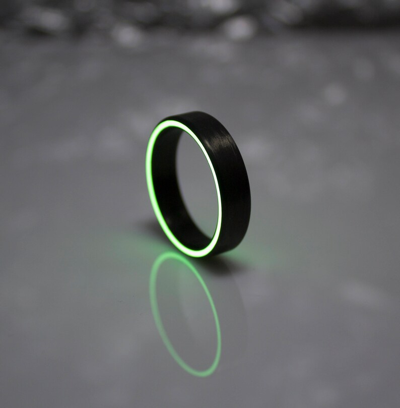 Carbon Fiber Glow Ring Glow Ring Band Black Ring Men's Etsy