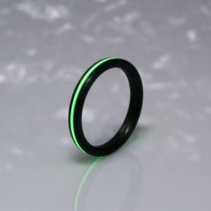 Carbon Fiber Glow Ring Band: Black Wedding Ring for Men