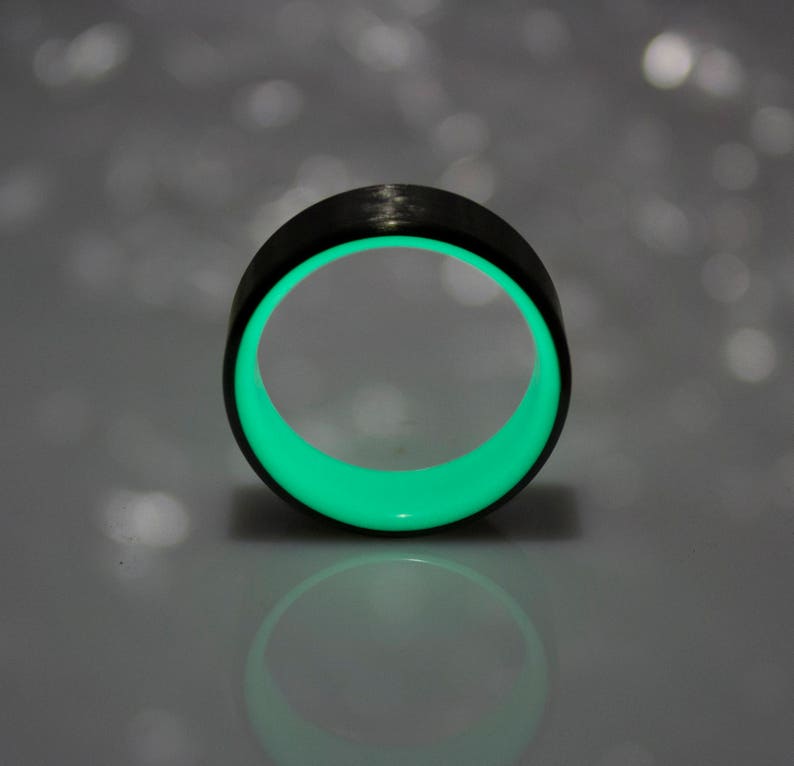 Carbon Fiber Glow Ring Glow Ring Band Black Ring Man Black Etsy
