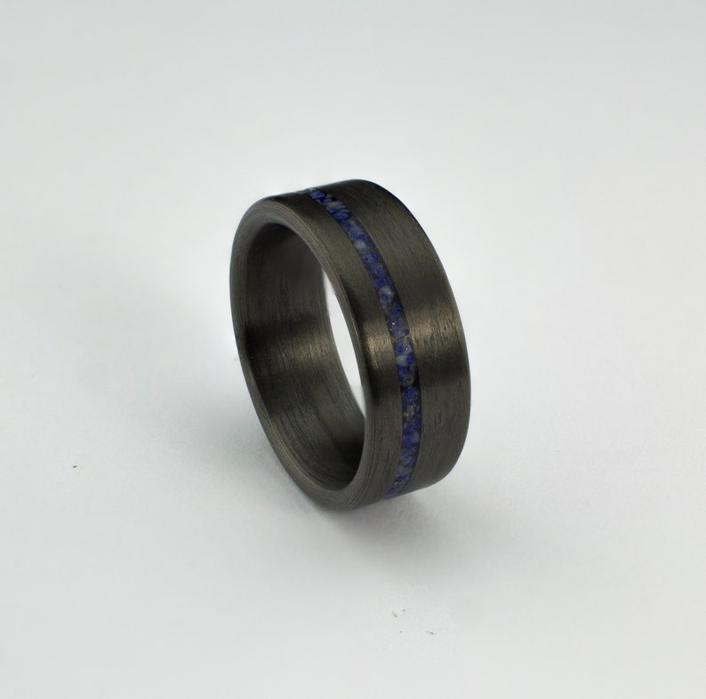 Carbon fiber Ring with Lapis Lazuli Inlay