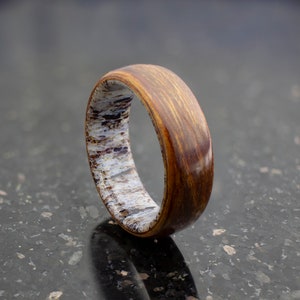 Bentwood Ring Handcrafted In Honduran Rosewood with Elk antler liner //Wooden Jewelry//wood ring for men or women