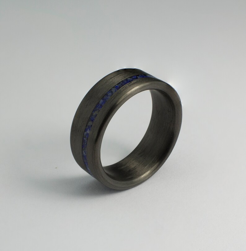 Carbon fiber Ring with Lapis Lazuli Inlay