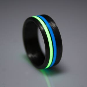 Carbon Fiber Glow Ring: Handmade Black Band, Men&#39;s Wedding Ring