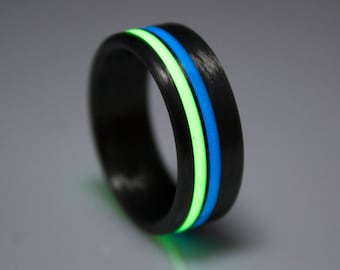 Carbon fiber Glow Ring, Glow Ring, Men's Ring, Black Ring, Wedding Bands, Ring For Men, Gift Ideas