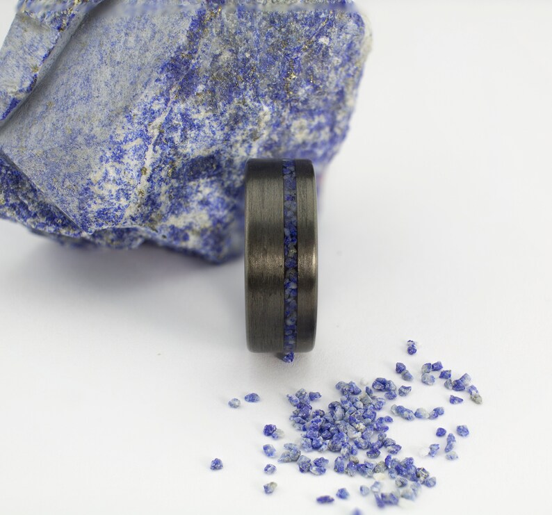 Carbon fiber Ring with Lapis Lazuli Inlay