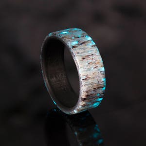 Etsy Rings, Ring, Carbon Fiber Ring, Elk Antler Ring, Glow Ring, Men's Ring, Black Ring, Wedding Bands, Ring For Men, Gift Ideas image 5