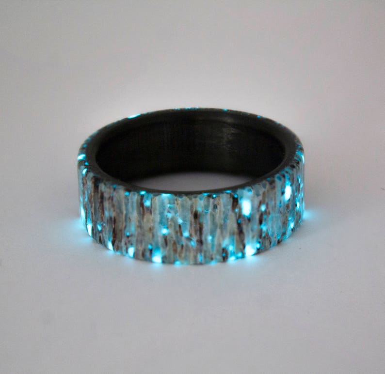 Etsy Rings, Ring, Carbon Fiber Ring, Elk Antler Ring, Glow Ring, Men's Ring, Black Ring, Wedding Bands, Ring For Men, Gift Ideas image 7