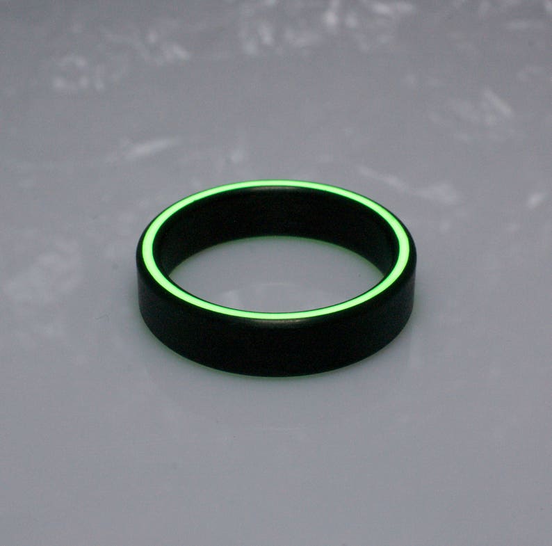 Carbon Fiber Glow Ring Glow Ring Band Black Ring Men's Etsy