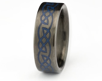 Celtic Ring, Carbon fiber Glow Ring, Glow Ring, Men's Ring, Black Ring, Wedding Bands, Ring For Men, Gift Ideas