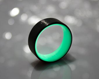Carbon fiber Glow Ring, Glow Ring Band, Black Ring, Man Black Ring, Ring For Man, Black Wedding Band, Gifts