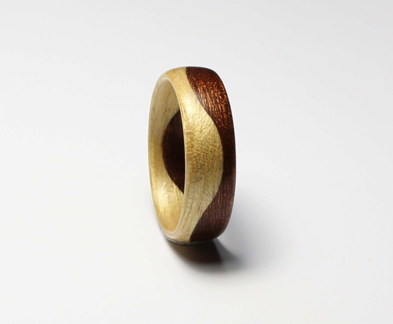 Wooden Ring Handcrafted In two kind of Wood Indian Rosewood /& Maple wood
