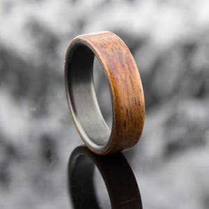 Carbon Fiber Ring, Bentwood Mahogany wood,  Men's Ring, Women's Ring, Wedding Ring, Handmade Ring, Wedding Band, Best Gift, Gift For Him