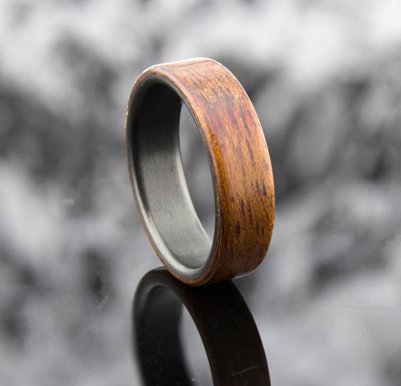 Carbon Fiber Ring Bentwood Mahogany Wood Men's Ring Etsy