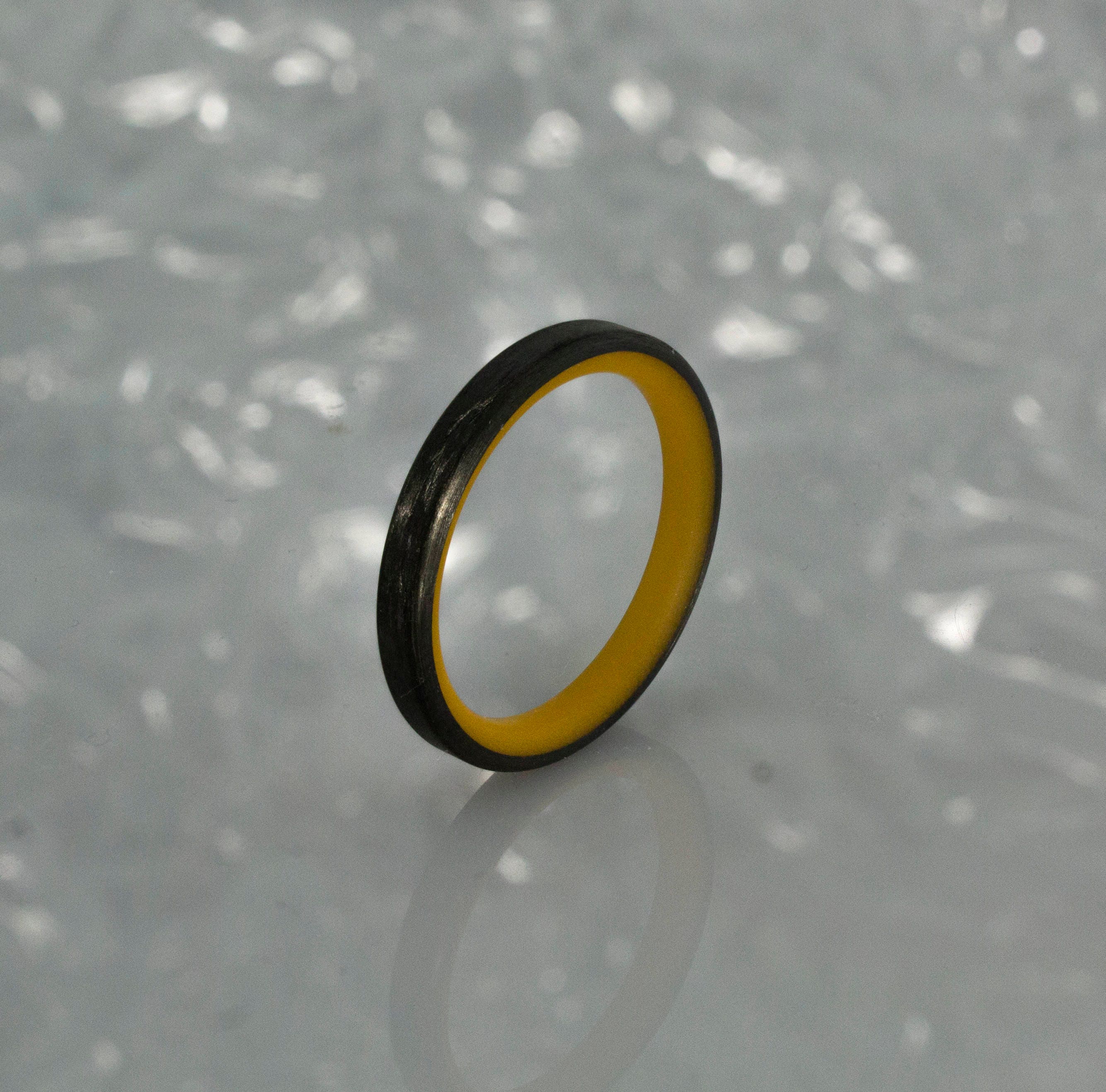 Carbon Fiber Glow Ring Glow Ring Band Black Ring Men's Etsy