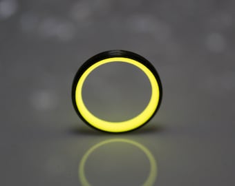 Carbon Fiber Glow Ring, Glow Ring Band, Black Ring, Men's Black Ring, Ring For Him, Black Wedding Band, Carbon Ring, Best Gift