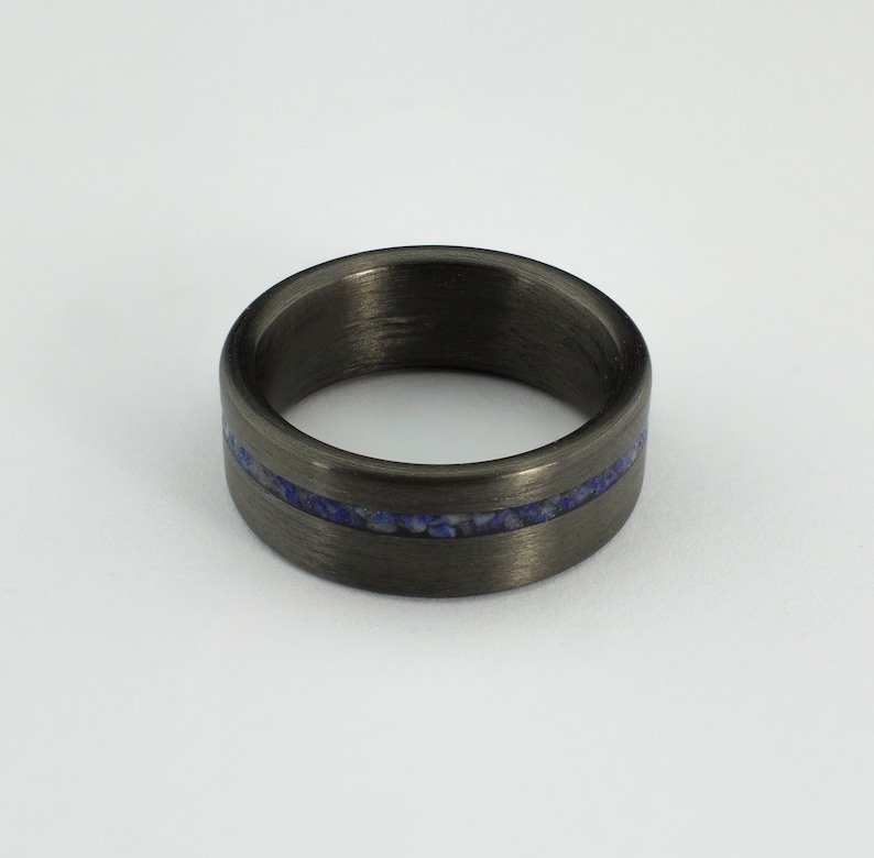 Carbon fiber Ring with Lapis Lazuli Inlay